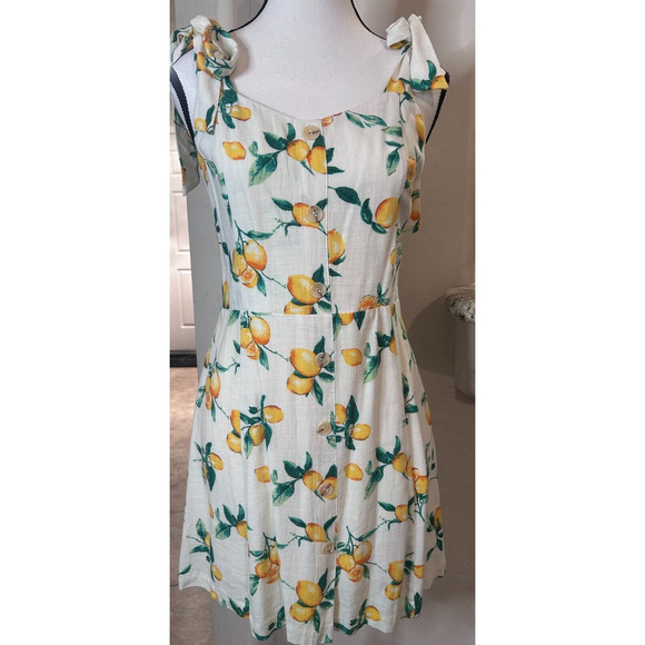 Skies Are Blue Lemons Pattern Mini-Dress S 2-4 - Picture 1 of 6